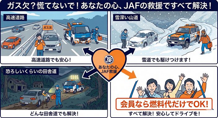 ガス欠になったときJAFを呼ぶの図