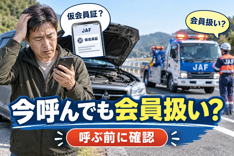 道路脇で車が故障し、困っている40〜50代の男性