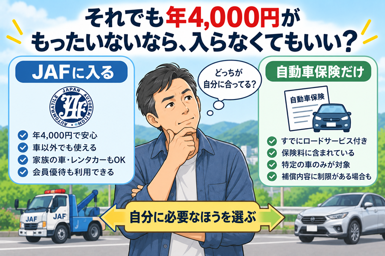男性が左右の選択肢を見比べている