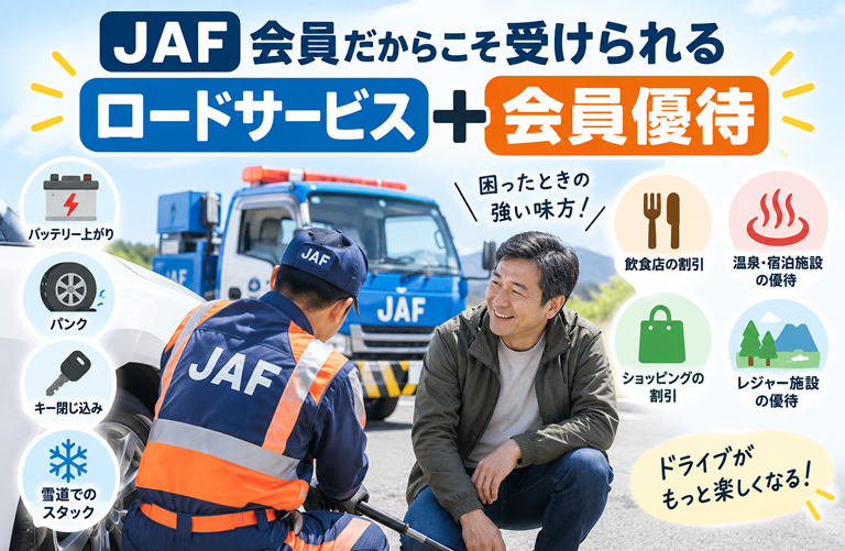 車のトラブルでJAFのロードサービスを利用している40〜50代の男性