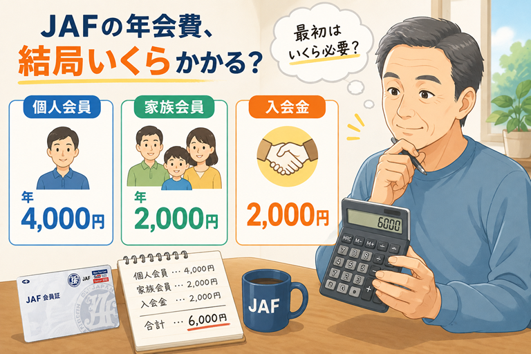 中央にJAF会員をイメージした40〜50代の男性