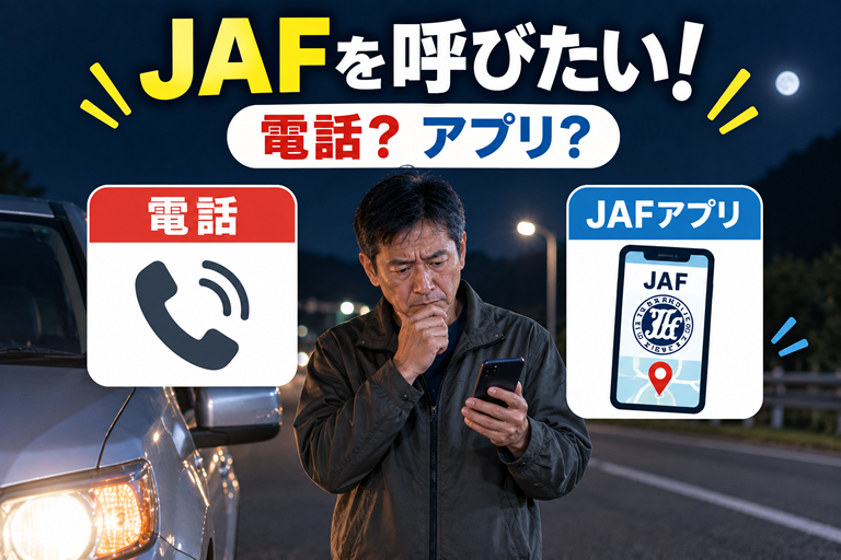深夜、車の横で40〜50代の男性がスマホを持っている