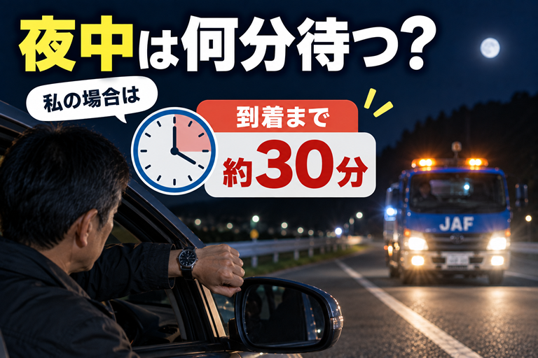 停車した車の中または安全な場所で、男性が時計を確認している