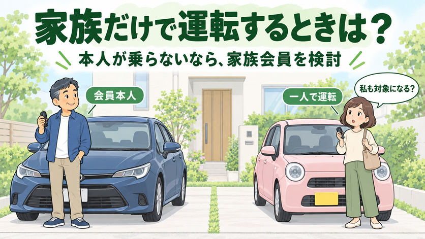 自宅の駐車場で、40〜50代の夫婦がそれぞれ別の車で出かけようとしている